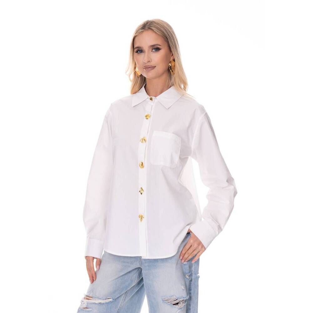 NEW GALITA longsleeve gold buttons down top in white